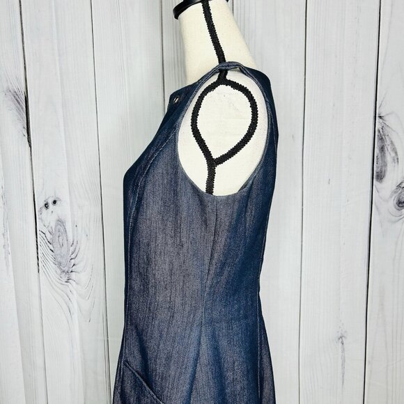 Jessica Simpson Womens Denim Shift Dress Sleeveless Sz 10 Grommet Detail - Picture 7 of 11